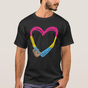 Sloth Heart Pansexual Funny Pride Flag LGBT-Q Ally T-Shirt