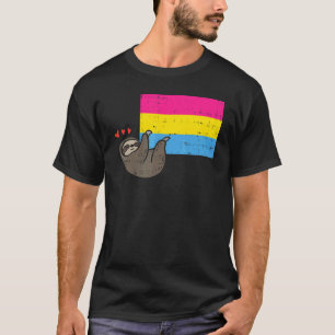 Sloth Hearts Hanging Pansexual Flag Pan Pride Stuf T-Shirt