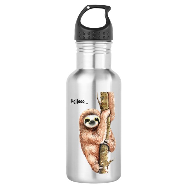 Sloth Hello Watercolor 710 Ml Water Bottle (Front)