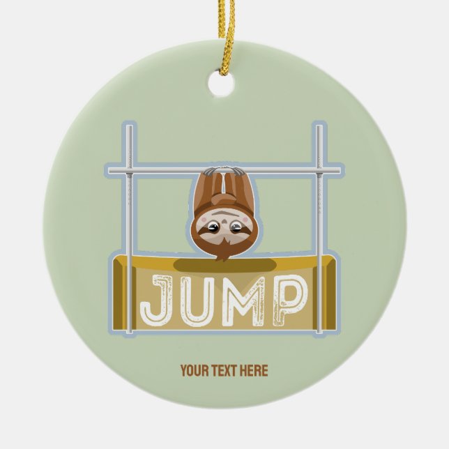 Sloth High Jump Ceramic Tree Decoration (Front)