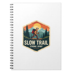 Sloth Hiking Shirt Vintage Trail Buddy Design Notebook