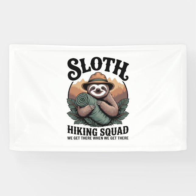 Sloth Hiking Squad Funny Camping Banner (Horizontal)