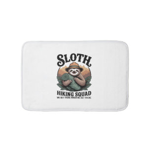 Sloth Hiking Squad Funny Camping Bath Mat