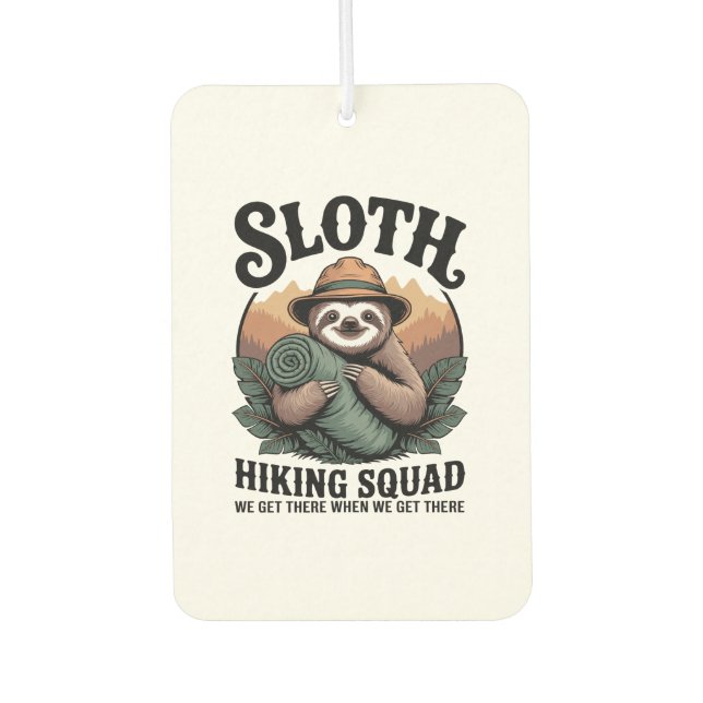 Sloth Hiking Squad Funny Camping Car Air Freshener (Front)