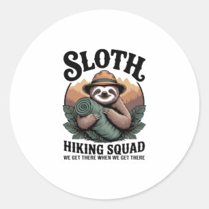Sloth Hiking Squad Funny Camping Classic Round Sticker