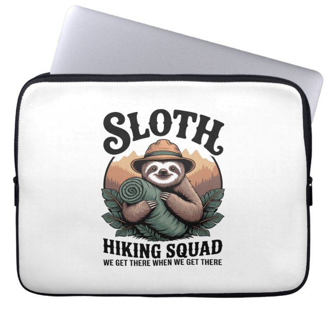 Sloth Hiking Squad Funny Camping Laptop Sleeve (Front)