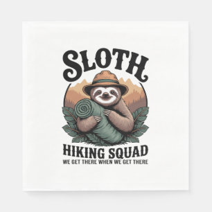 Sloth Hiking Squad Funny Camping Napkin
