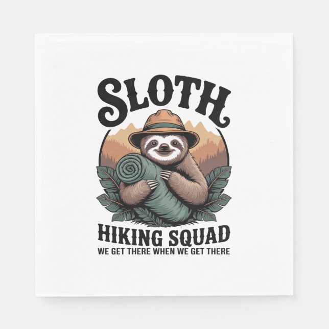 Sloth Hiking Squad Funny Camping Napkin (Front)