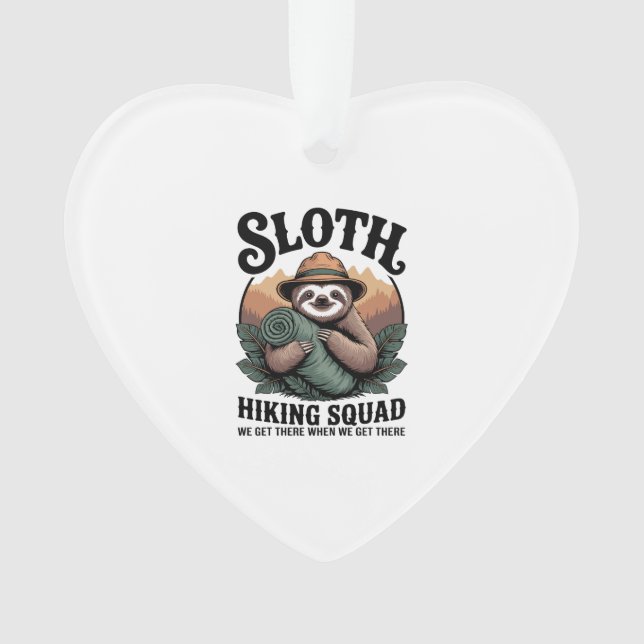 Sloth Hiking Squad Funny Camping Ornament (Front)