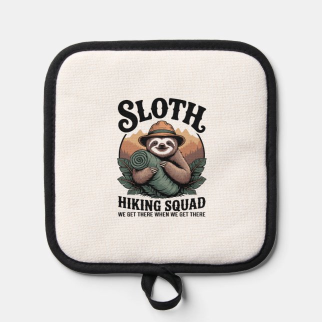 Sloth Hiking Squad Funny Camping Pot Holder (Front)