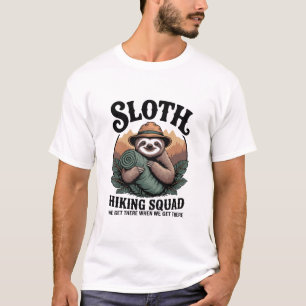 Sloth Hiking Squad Funny Camping T-Shirt