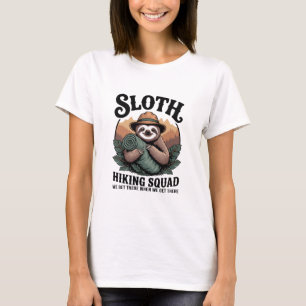 Sloth Hiking Squad Funny Camping T-Shirt