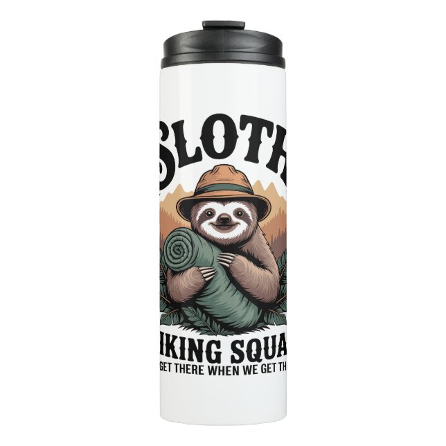 Sloth Hiking Squad Funny Camping Thermal Tumbler (Front)