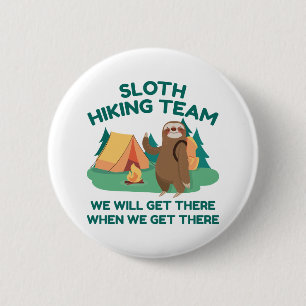 Sloth Hiking Team 6 Cm Round Badge