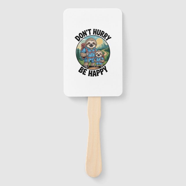 Sloth Hiking Team Don't Hurry Be Happy Enjoy the J Hand Fan (Front)