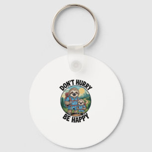 Sloth Hiking Team Don't Hurry Be Happy Enjoy the J Key Ring