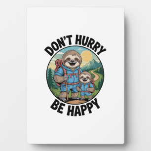 Sloth Hiking Team Don't Hurry Be Happy Enjoy the J Plaque