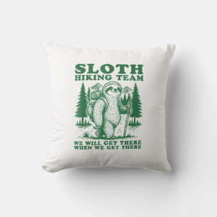 Sloth Hiking Team Funny Hiker Mountain Hiking Club Cushion