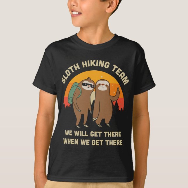 Sloth Hiking Team - Funny Vintage Gift T-Shirt (Front)
