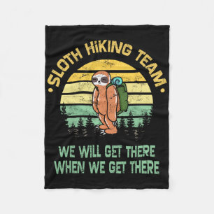 Sloth Hiking Team Hiker Camper Funny Retro Fleece Blanket