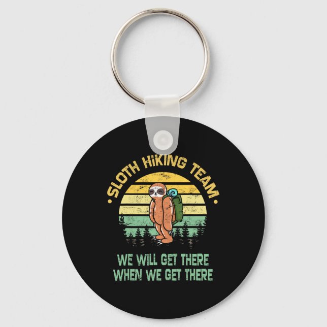Sloth Hiking Team Hiker Camper Funny Retro  Key Ring (Front)
