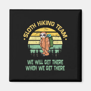 Sloth Hiking Team Hiker Camper Funny Retro Magnet