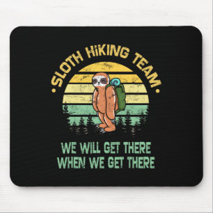 Sloth Hiking Team Hiker Camper Funny Retro Mouse Mat