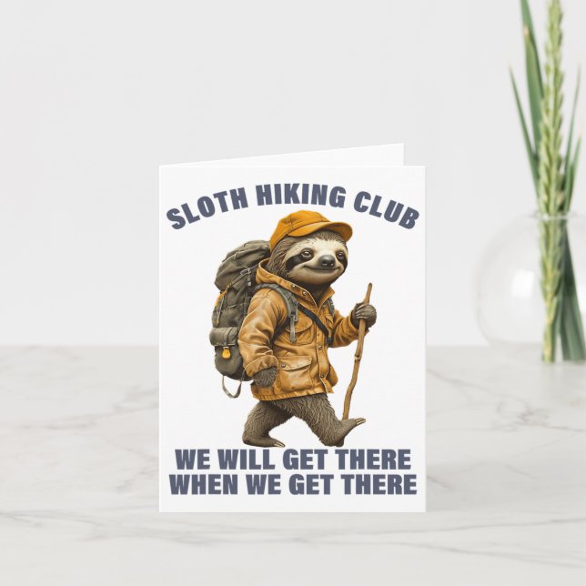 Sloth Hiking Team Men Women Sloth  Card (Front)