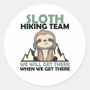 Sloth Hiking Team Mountaineer Sloths Hiking Classic Round Sticker