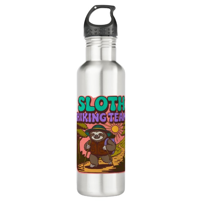 Sloth Hiking Team Oversized T-Shirt 710 Ml Water Bottle (Front)