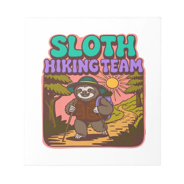 Sloth Hiking Team Oversized T-Shirt Notepad (Front)