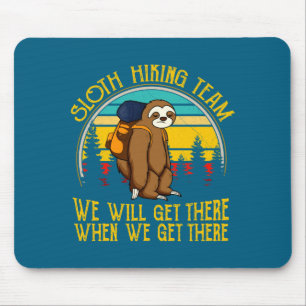 Sloth Hiking Team We Will Get There Funny Vintage  Mouse Mat