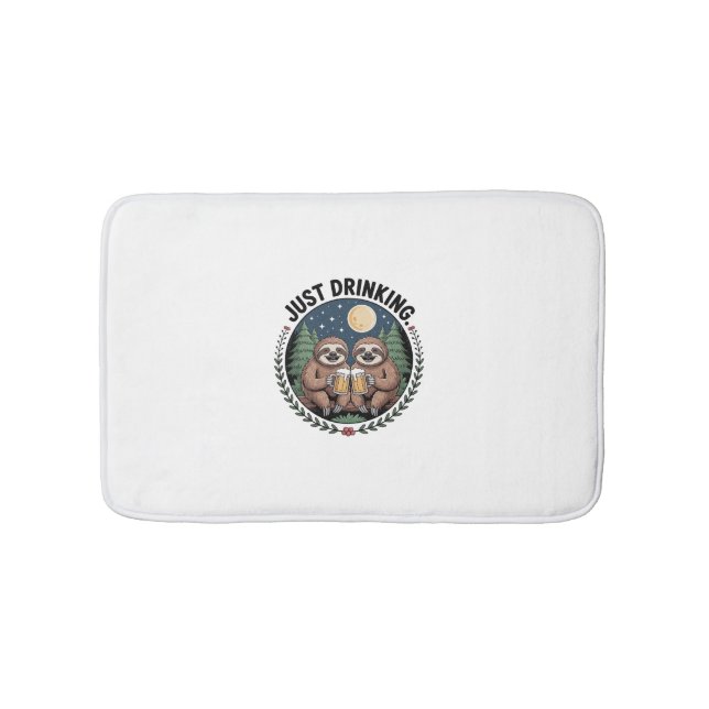 Sloth Hiking with Drinking Team Bath Mat (Front)
