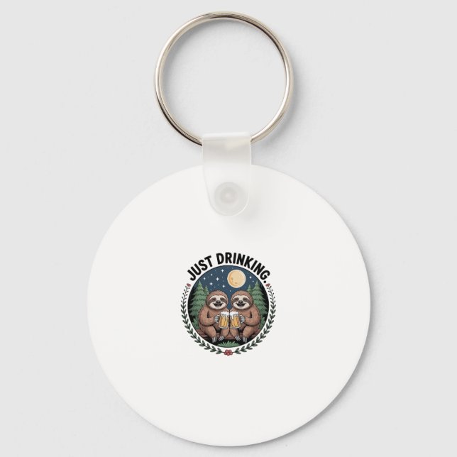 Sloth Hiking with Drinking Team Key Ring (Front)