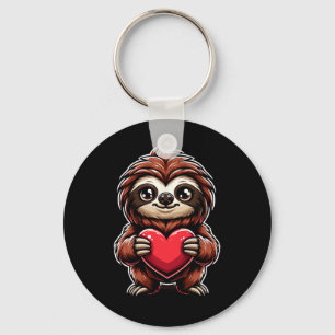 Sloth Holding Heart Valentine's Day Cute Valentine Key Ring