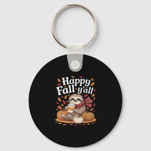 Sloth holding pumpkin spice happy Fall Yall autumn Key Ring