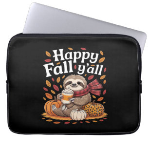 Sloth holding pumpkin spice happy Fall Yall autumn Laptop Sleeve