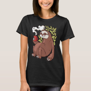 Sloth Hot Coffee Drinking Funny Sloth Drink Coffee T-Shirt