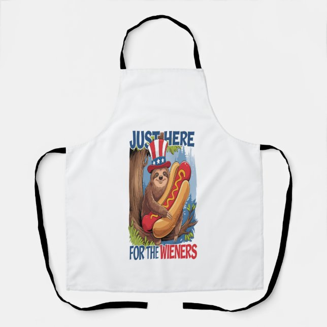 Sloth Hot Dog 4th of July BBQ Apron (Front)