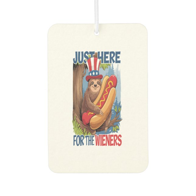 Sloth Hot Dog 4th of July BBQ Car Air Freshener (Front)