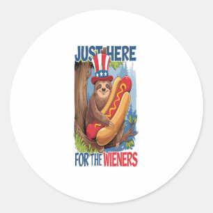 Sloth Hot Dog 4th of July BBQ Classic Round Sticker