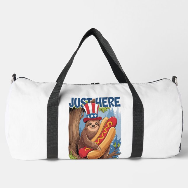Sloth Hot Dog 4th of July BBQ Duffle Bag (Front)
