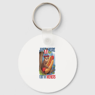 Sloth Hot Dog 4th of July BBQ Key Ring