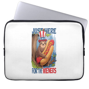 Sloth Hot Dog 4th of July BBQ Laptop Sleeve