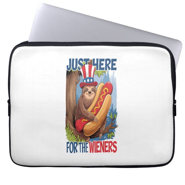 Sloth Hot Dog 4th of July BBQ Laptop Sleeve (Front)