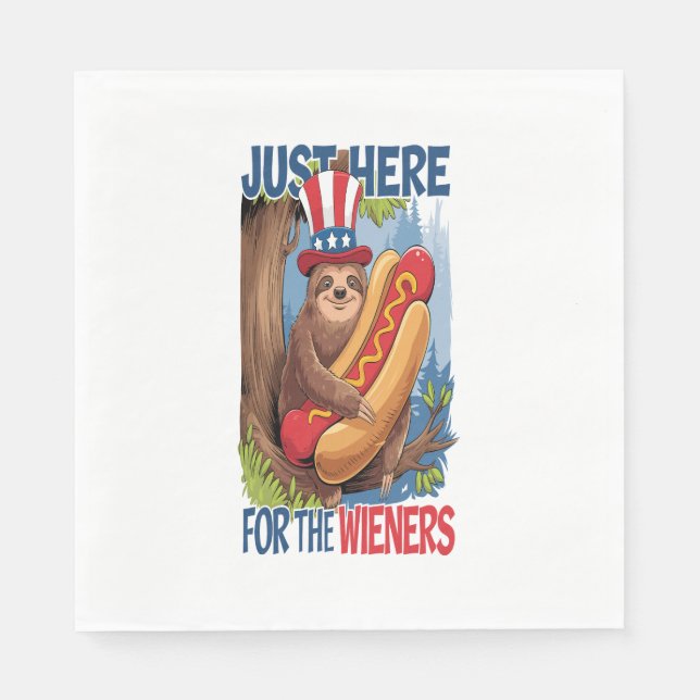 Sloth Hot Dog 4th of July BBQ Napkin (Front)