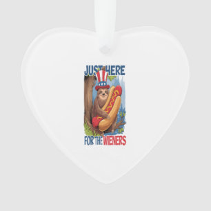 Sloth Hot Dog 4th of July BBQ Ornament