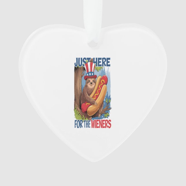 Sloth Hot Dog 4th of July BBQ Ornament (Front)