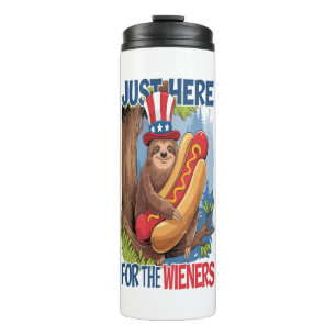 Sloth Hot Dog 4th of July BBQ Thermal Tumbler