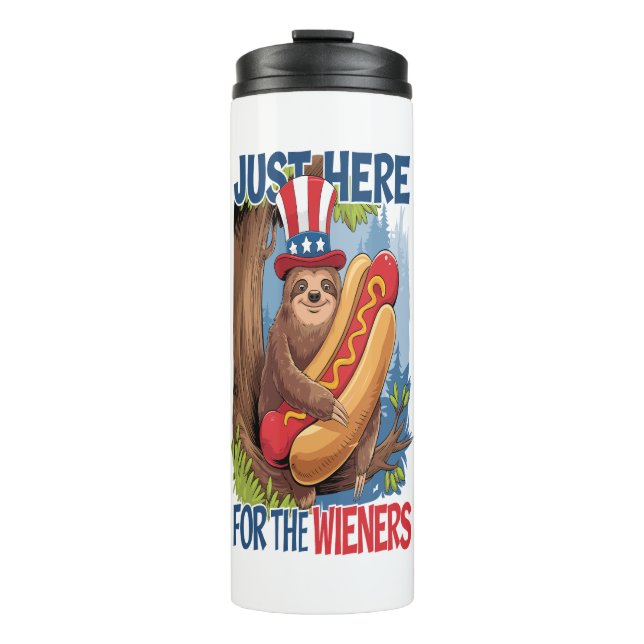 Sloth Hot Dog 4th of July BBQ Thermal Tumbler (Front)